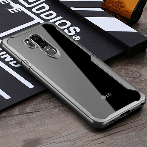 Silicone Transparent Mirror Frame Case Cover for LG G7 Gray