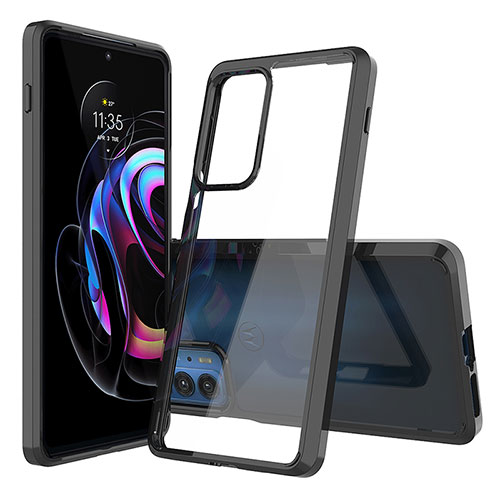 Silicone Transparent Mirror Frame Case Cover for Motorola Moto Edge S Pro 5G Black