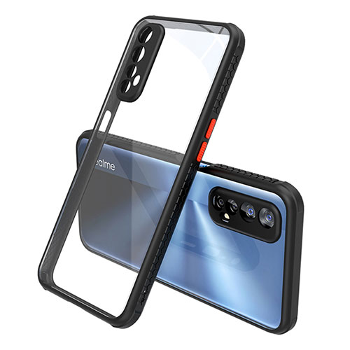 Silicone Transparent Mirror Frame Case Cover for Realme 7 Black