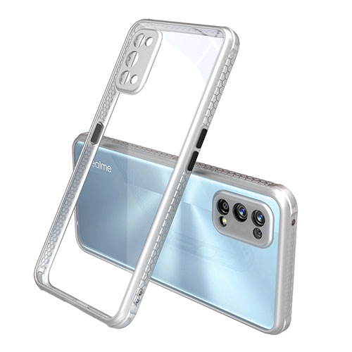 Silicone Transparent Mirror Frame Case Cover for Realme 7 Pro Silver