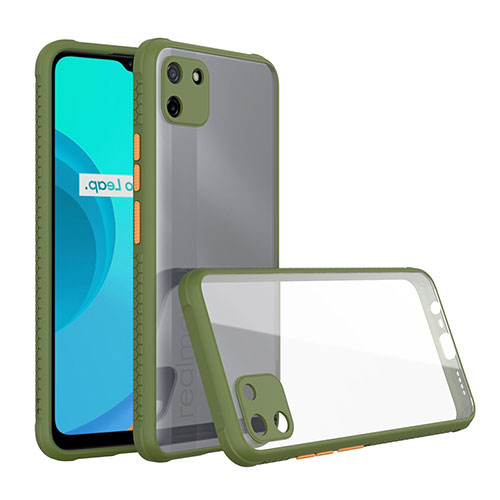 Silicone Transparent Mirror Frame Case Cover for Realme C11 Green