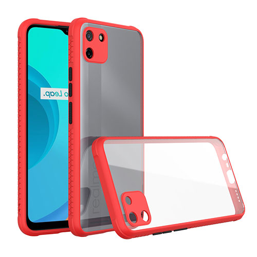 Silicone Transparent Mirror Frame Case Cover for Realme C11 Red