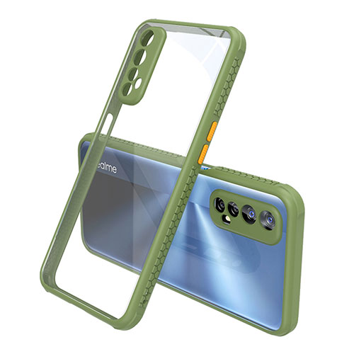 Silicone Transparent Mirror Frame Case Cover for Realme Narzo 20 Pro Green