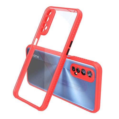 Silicone Transparent Mirror Frame Case Cover for Realme Narzo 20 Pro Red