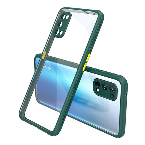 Silicone Transparent Mirror Frame Case Cover for Realme Q2 Pro 5G Midnight Green
