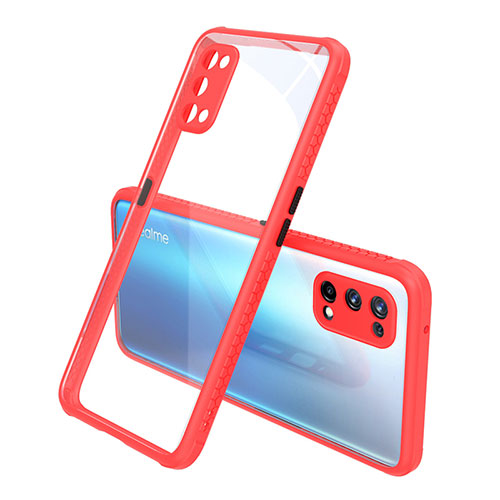 Silicone Transparent Mirror Frame Case Cover for Realme Q2 Pro 5G Red