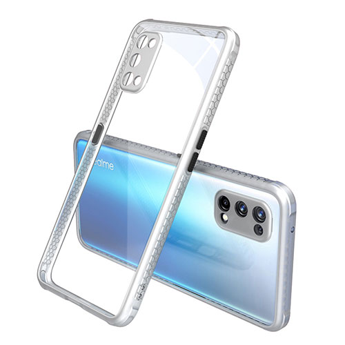 Silicone Transparent Mirror Frame Case Cover for Realme Q2 Pro 5G Silver