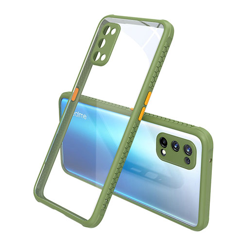 Silicone Transparent Mirror Frame Case Cover for Realme X7 5G Green