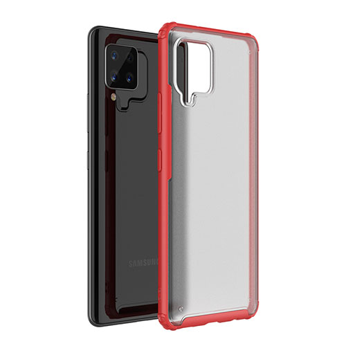 Silicone Transparent Mirror Frame Case Cover for Samsung Galaxy A42 5G Red