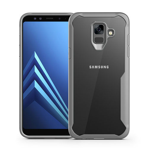 Silicone Transparent Mirror Frame Case Cover for Samsung Galaxy A6 (2018) Gray
