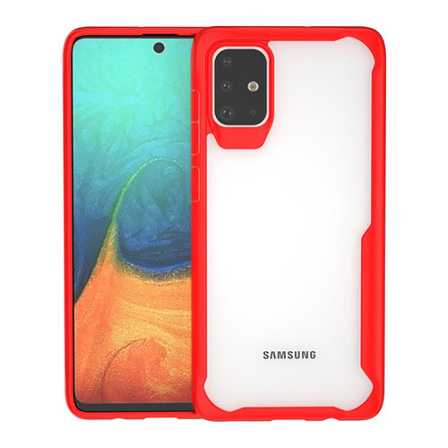 Silicone Transparent Mirror Frame Case Cover for Samsung Galaxy A71 5G Red