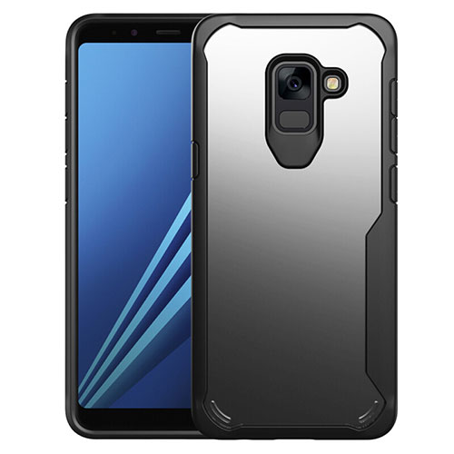 Silicone Transparent Mirror Frame Case Cover for Samsung Galaxy A8+ A8 Plus (2018) Duos A730F Black