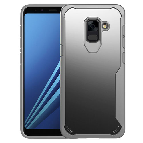 Silicone Transparent Mirror Frame Case Cover for Samsung Galaxy A8+ A8 Plus (2018) Duos A730F Gray