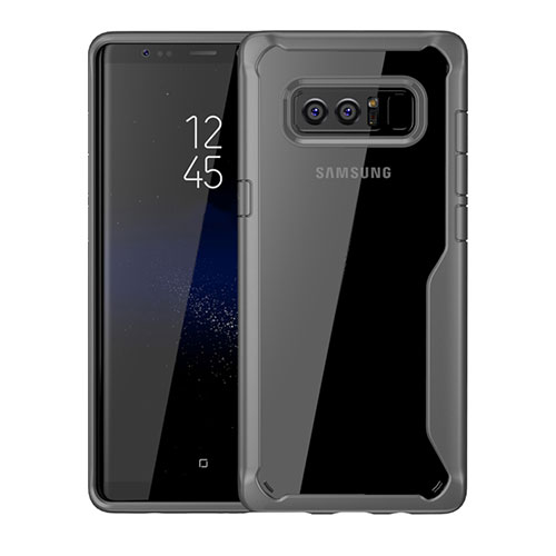 Silicone Transparent Mirror Frame Case Cover for Samsung Galaxy Note 8 Duos N950F Gray