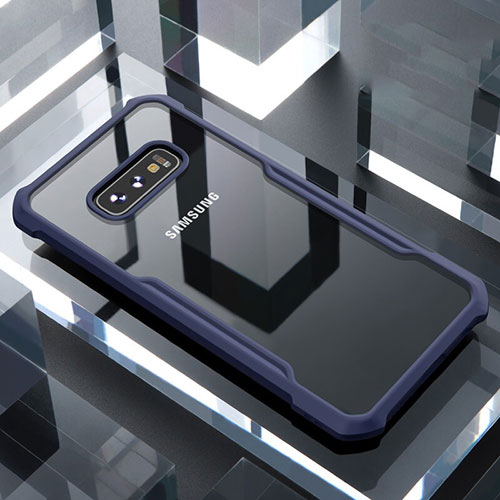 Silicone Transparent Mirror Frame Case Cover for Samsung Galaxy S10e Blue