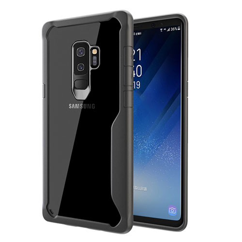 Silicone Transparent Mirror Frame Case Cover for Samsung Galaxy S9 Plus Gray