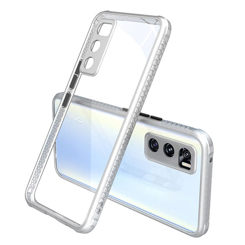 Silicone Transparent Mirror Frame Case Cover for Vivo V20 SE White