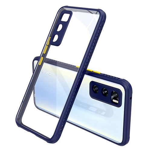 Silicone Transparent Mirror Frame Case Cover for Vivo Y70 (2020) Navy Blue