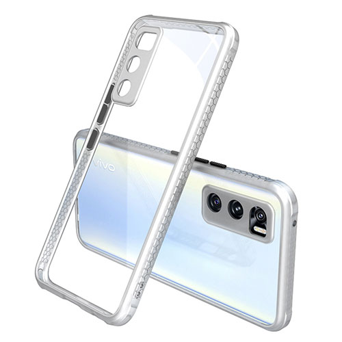 Silicone Transparent Mirror Frame Case Cover for Vivo Y70 (2020) White