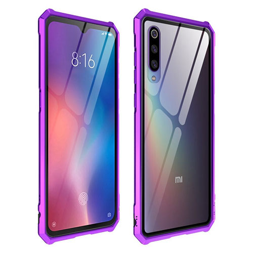Silicone Transparent Mirror Frame Case Cover for Xiaomi Mi 9 Purple