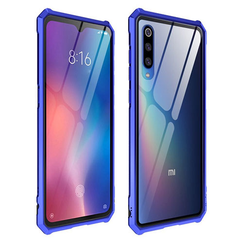 Silicone Transparent Mirror Frame Case Cover for Xiaomi Mi A3 Lite Blue