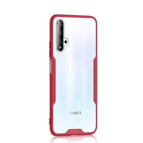 Silicone Transparent Mirror Frame Case Cover H01 for Huawei Nova 5T Red