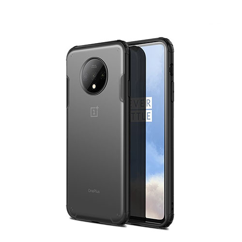 Silicone Transparent Mirror Frame Case Cover H01 for OnePlus 7T Black