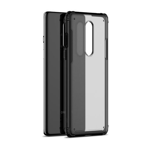 Silicone Transparent Mirror Frame Case Cover H01 for OnePlus 8 Black