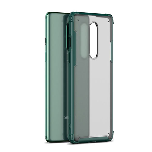 Silicone Transparent Mirror Frame Case Cover H01 for OnePlus 8 Green