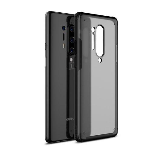 Silicone Transparent Mirror Frame Case Cover H01 for OnePlus 8 Pro Black