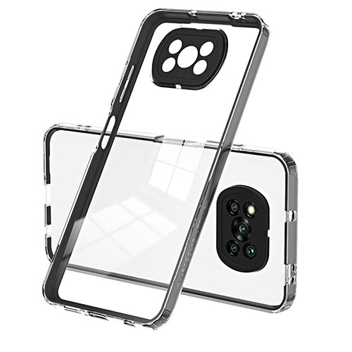 Silicone Transparent Mirror Frame Case Cover H01P for Xiaomi Poco X3 NFC Black