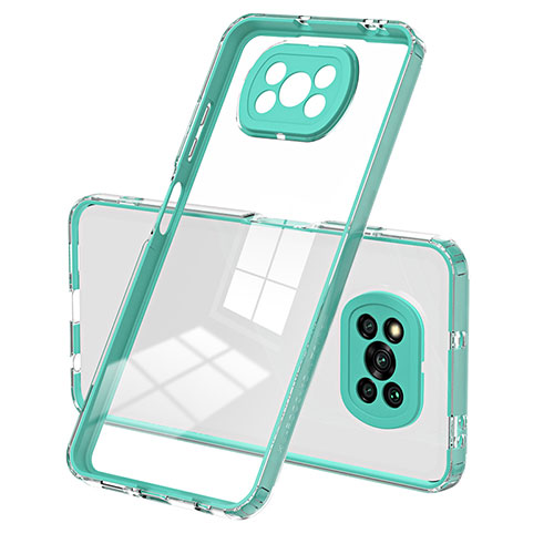 Silicone Transparent Mirror Frame Case Cover H01P for Xiaomi Poco X3 Pro Green