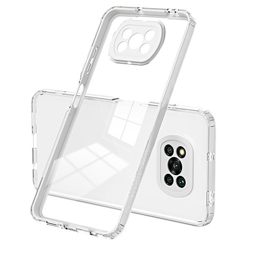 Silicone Transparent Mirror Frame Case Cover H01P for Xiaomi Poco X3 Pro White