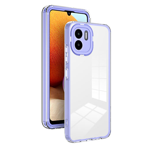 Silicone Transparent Mirror Frame Case Cover H01P for Xiaomi Redmi A2 Purple