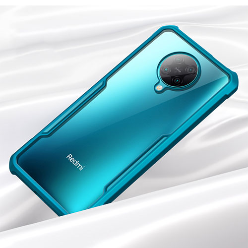 Silicone Transparent Mirror Frame Case Cover H02 for Xiaomi Redmi K30 Pro 5G Cyan