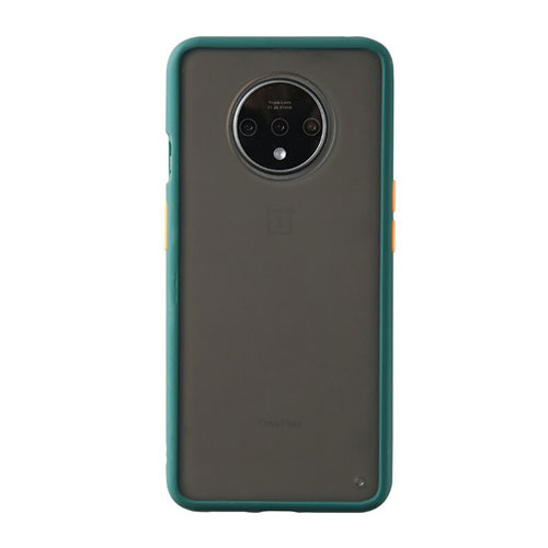 Silicone Transparent Mirror Frame Case Cover H03 for OnePlus 7T Cyan