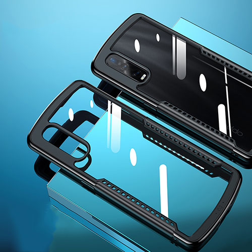 Silicone Transparent Mirror Frame Case Cover H03 for Oppo Find X2 Pro Black