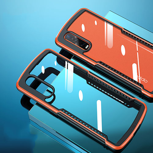 Silicone Transparent Mirror Frame Case Cover H03 for Oppo Find X2 Pro Orange