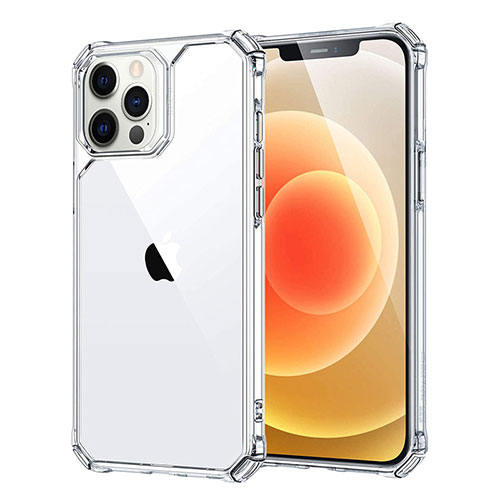 Silicone Transparent Mirror Frame Case Cover H07 for Apple iPhone 12 Pro Max Clear