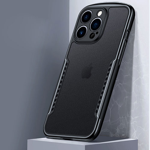 Silicone Transparent Mirror Frame Case Cover M01 for Apple iPhone 13 Pro Max Black