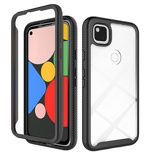 Silicone Transparent Mirror Frame Case Cover M01 for Google Pixel 4a Black