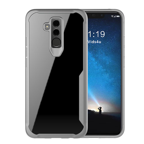 Silicone Transparent Mirror Frame Case Cover M01 for Huawei Mate 20 Lite Gray