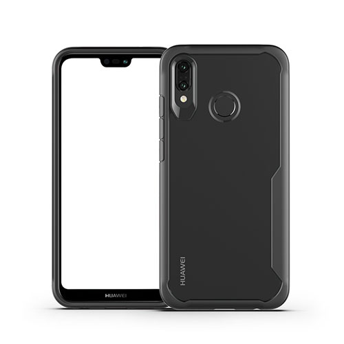 Silicone Transparent Mirror Frame Case Cover M01 for Huawei P20 Lite Black