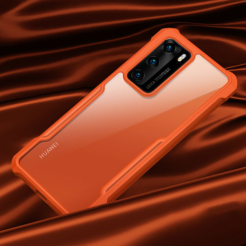 Silicone Transparent Mirror Frame Case Cover M01 for Huawei P40 Orange
