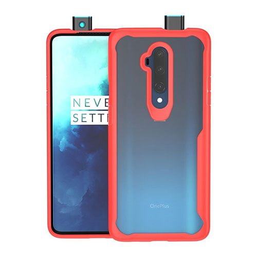 Silicone Transparent Mirror Frame Case Cover M01 for OnePlus 7T Pro 5G Red