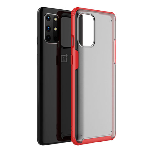 Silicone Transparent Mirror Frame Case Cover M01 for OnePlus 8T 5G Red