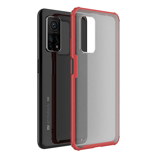 Silicone Transparent Mirror Frame Case Cover M01 for Xiaomi Mi 10T Pro 5G Red