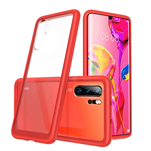 Silicone Transparent Mirror Frame Case Cover M02 for Huawei P30 Pro Red