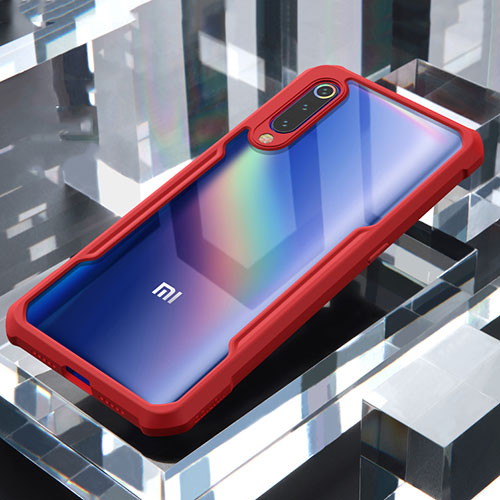 Silicone Transparent Mirror Frame Case Cover M02 for Xiaomi Mi 9 Pro Red