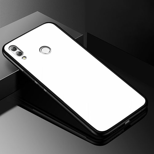 Silicone Transparent Mirror Frame Case Cover M04 for Huawei Honor 8X White